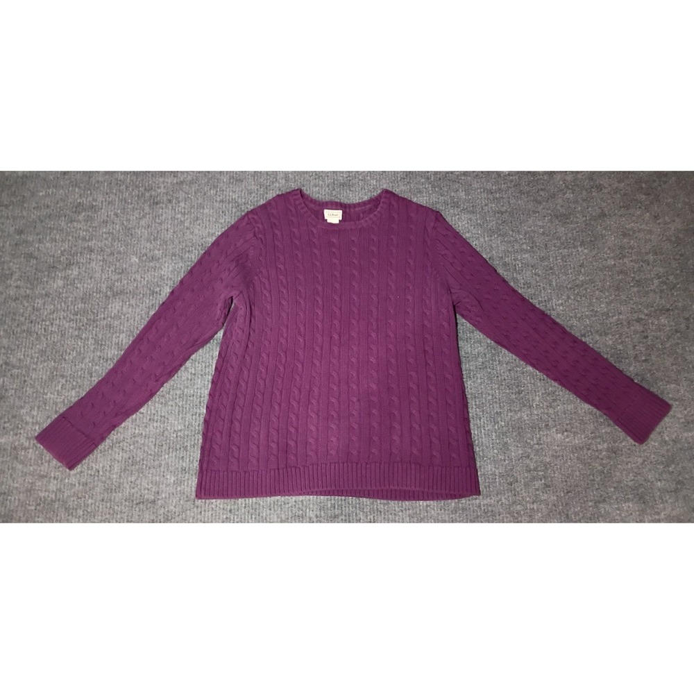 L.L. Bean Women's Purple Cable-Knit Crew Neck Sweater Size X-Reg